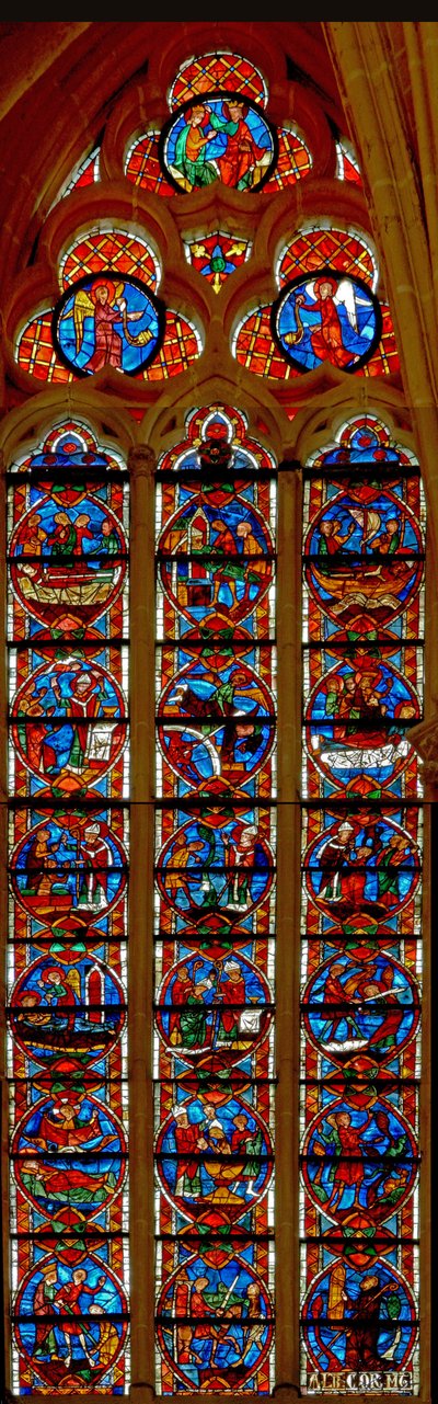 Window depicting scenes from the life of St Martin by French School