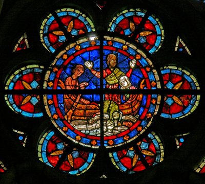 Window depicting a Scene from a Legend of St Nicholas: The Miracle of the Boy and the Cup by French School