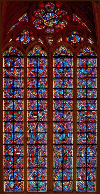 Window depicting Adam and Eve, Cain and Abel by French School