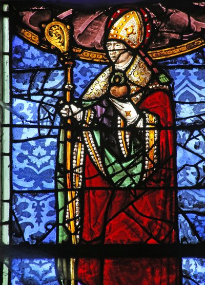 Window depicting St Augustine holding a flaming heart by French School