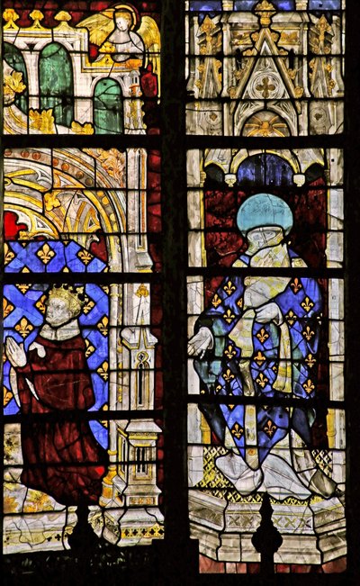 Window depicting St Denis with the donor Charles VI by French School