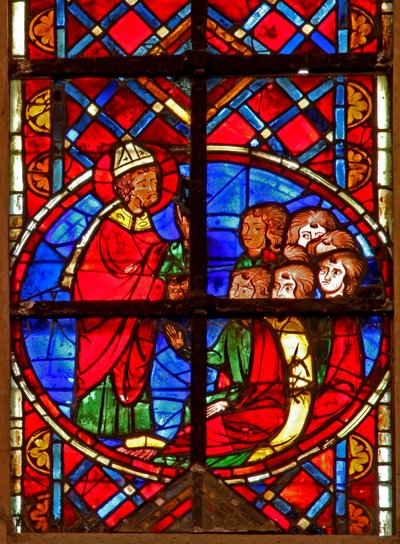 Window depicting St Denis preaching in Lutece by French School