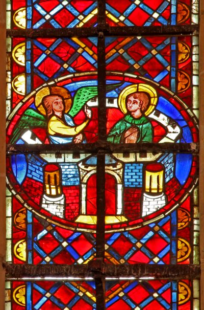 Window depicting a scene from the life of St Vincent: an angel visits him in prison by French School