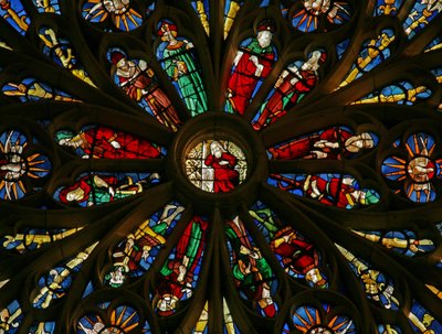 Window depicting Jesse and other figures on the Tree of Jesse in the south rose window by French School