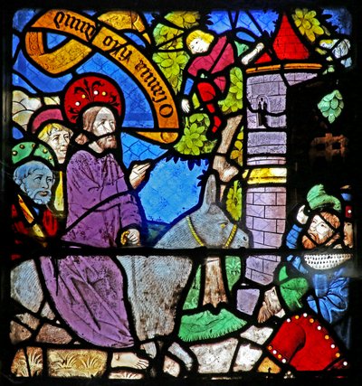 Window depicting the Entry to Jerusalem by French School