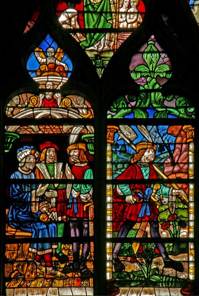 Scene from the Prodigal Son story: he claims his heritage and leaves home by French School