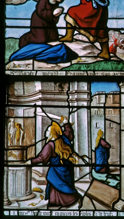 Window w29 depicting St Barbara destroying the idols by French School