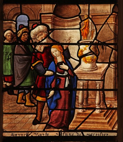 Window w29 depicting St Barbara refuses to sacrifice to idols by French School