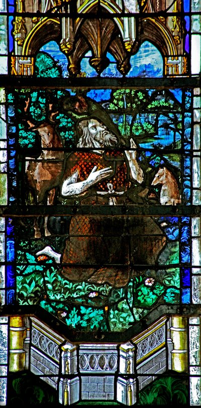 Window depicting St John the Baptist preaching to animals by French School