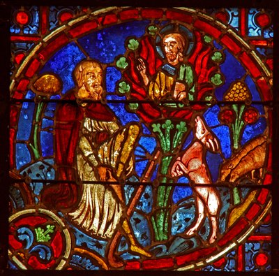 Window depicting Moses and the Burning Bush by French School