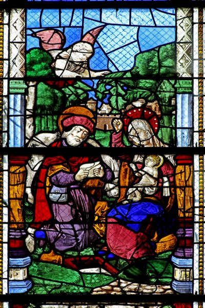 Window depicting Rest during the Flight into Egypt by French School
