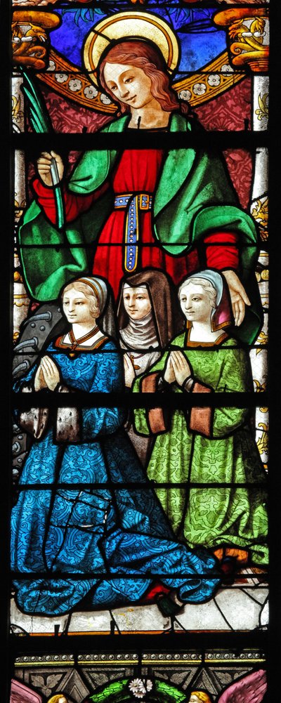 Window depicting St Catherine and donor by French School
