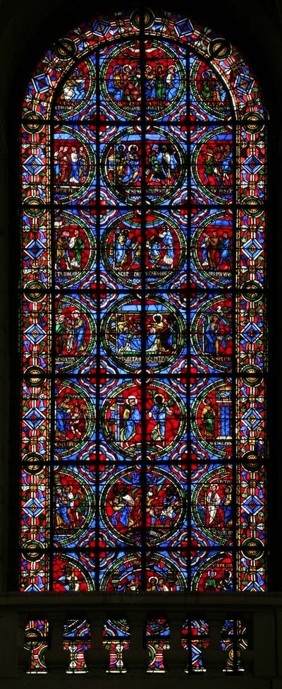 Window depicting scenes from the life of St Peter by French School