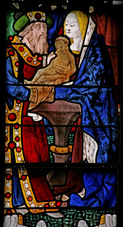 Window depicting the Childhood of Christ: in the Temple with Simeon by French School