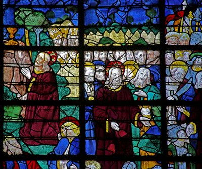 Window depicting Passion scenes: Gethsemane and the Resurrection by French School