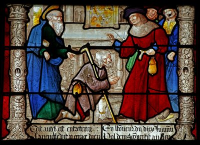 Window depicting a scene from the life of St Denis: healing a blind man by French School