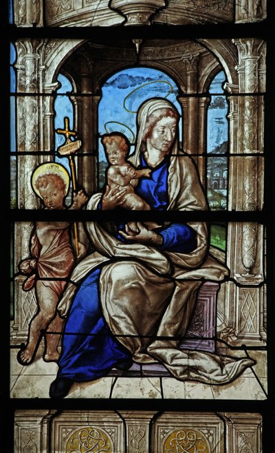 Window depicting the Virgin and Child and St John the Baptist by French School