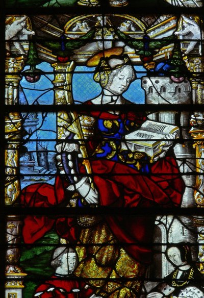 Window w37 depicting scenes from the life of St Barbara by French School