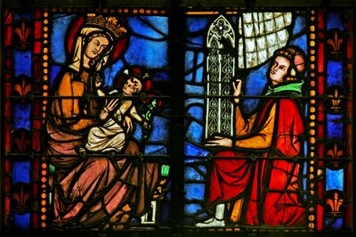 Window 37 depicting the Virgin and Child and donor offering a window by French School