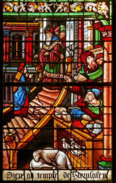 Window 38 depicting a scene from the Life of the Virgin Mary: her Presentation in the Temple by French School