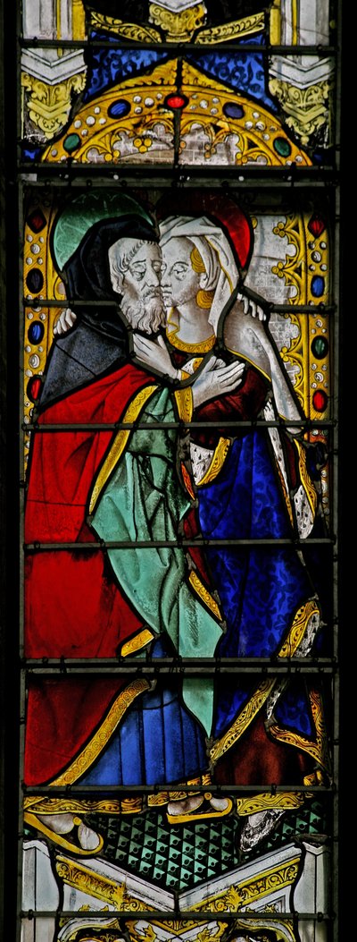 Window depicting St Anne and Joachim at the Golden Gate by French School