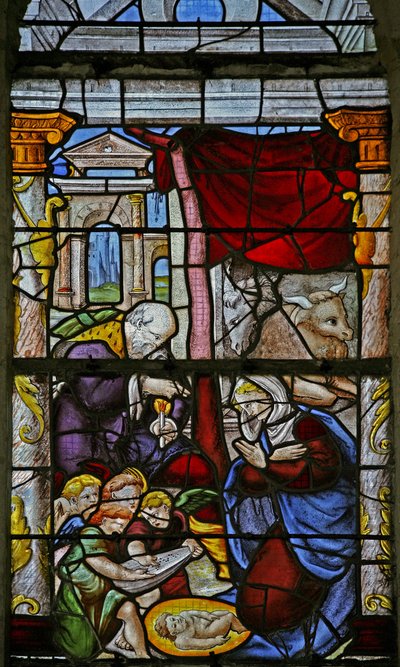 Window w3 depicting the Nativity by French School