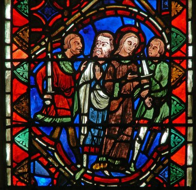 Window depicting a scene from the life of St Catherine: she is taken to her martyrdom by French School