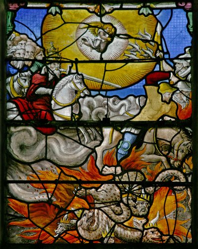 Window w5 depicting a scene from the Book of Revelation: the white horse True by French School