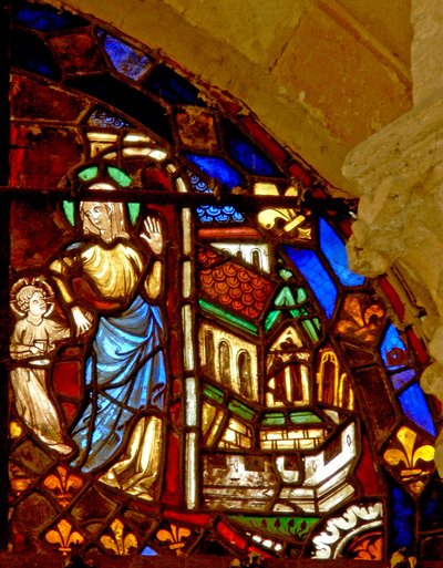 Window depicting Mary with the infant Jesus takes him to the temple by French School