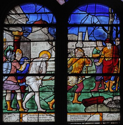Window depicting a scene from the life of St Barbara by French School