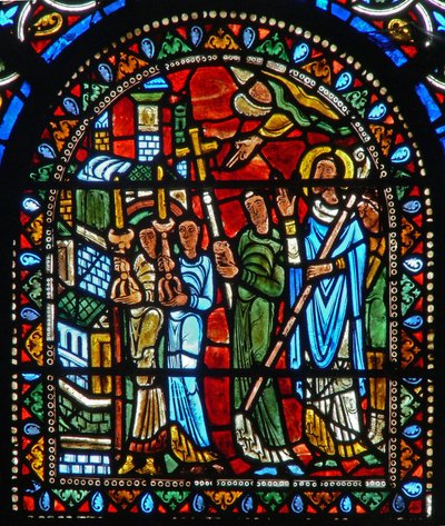 Window wXXI depicting a procession with a saint by French School