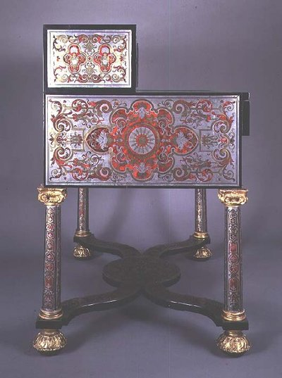 Writing Desk decorated with Boulle-style marquetry of brass inlaid with tortoiseshell, with gilt mounts by French School