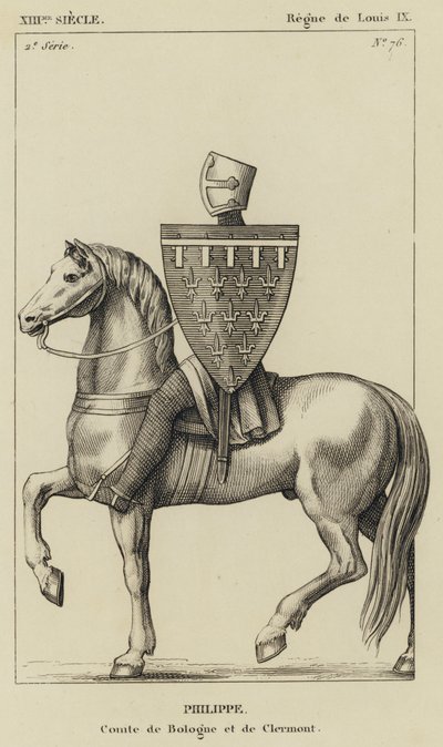 13th Century, Reign of Louis IX, Philip, Count of Boulogne and Clermont (engraving) by French School