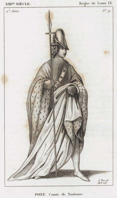 13th Century, Reign of Louis IX, Pont, Count of Toulouse (engraving) by French School