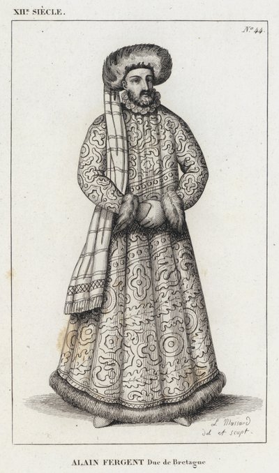 12th Century, Alan Fergent, Duke of Brittany (engraving) by French School
