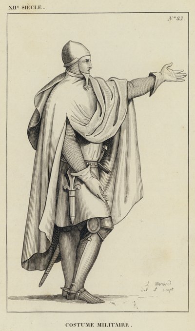 12th Century, Military Costume (engraving) by French School