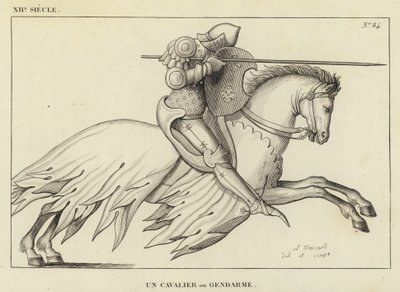 12th Century, A Horseman or Gendarme (engraving) by French School