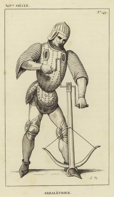 14th Century, Crossbowman (engraving) by French School