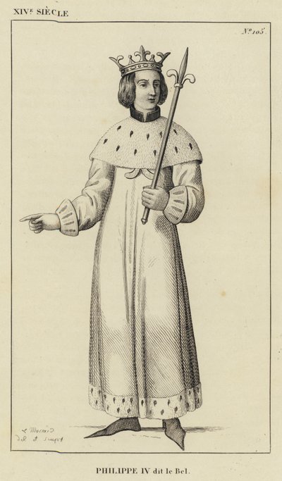14th Century, Philip IV called the Fair (engraving) by French School