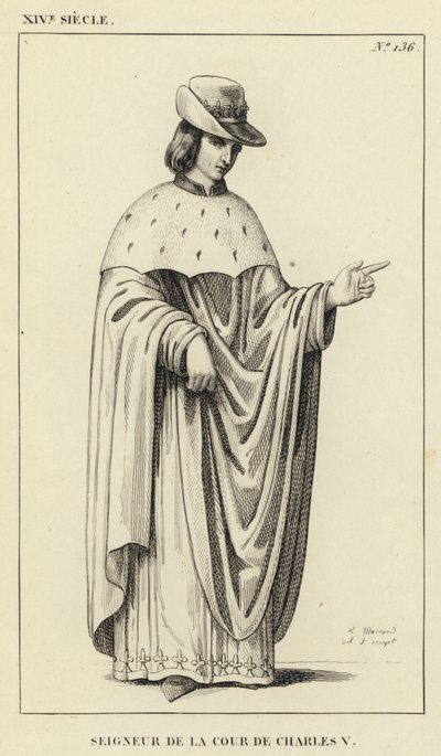 14th Century, Lord of the Court of Charles V (engraving) by French School