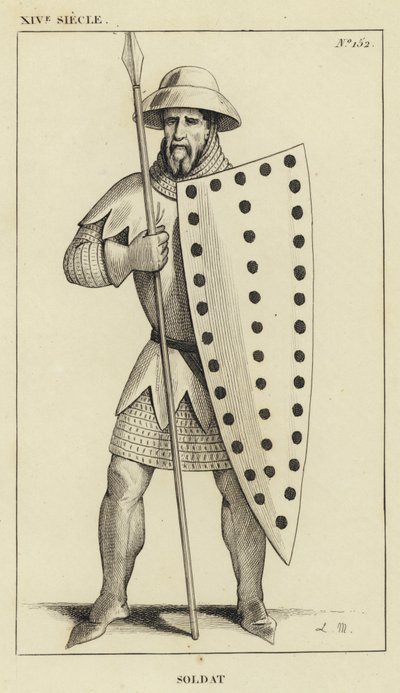 14th Century, Soldier (engraving) by French School