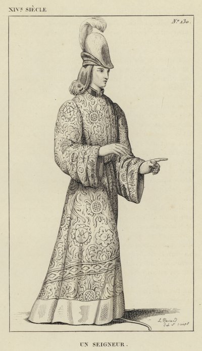 14th Century, A Lord (engraving) by French School