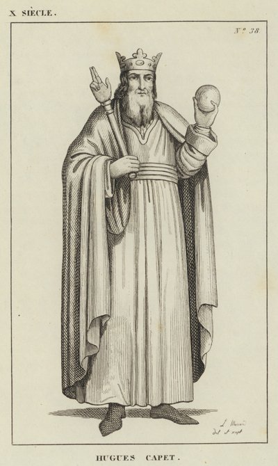 10th Century, Hugh Capet (engraving) by French School