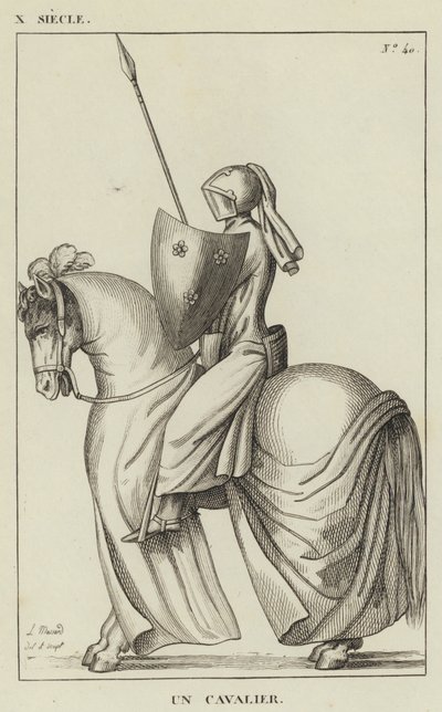 10th Century, A Horseman (engraving) by French School