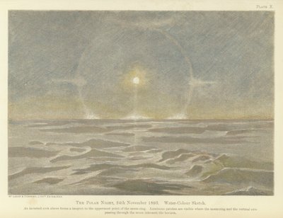 The polar night, 24 November 1893, water-colour sketch by Fridtjof Nansen