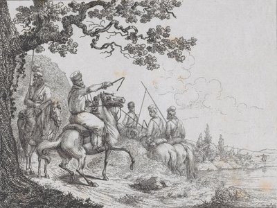 Cossacks Riding Along a Riverbank, 1814 by Friedrich August de La Belle