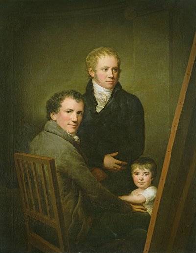 Self Portrait with the Foster Daughter Lina Groger and the Painter Heinrich Jakob Aldenrath, c.1801-15 by Friedrich Carl Groger