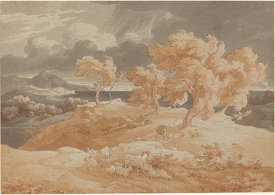 Italian Coastal Landscape with a Thunderstorm by Friedrich Preller the Elder