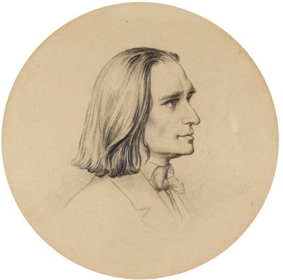 Portrait Drawing of Franz Liszt by Friedrich Preller the Elder