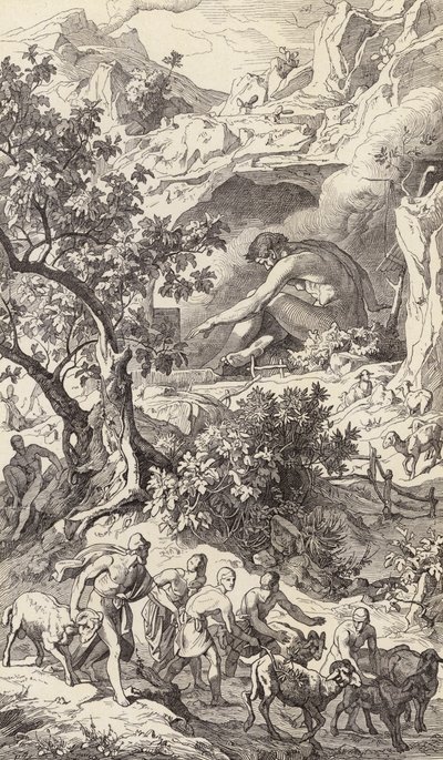 Odysseus Passing the Cave of Polyphemos by Friedrich the Elder Preller